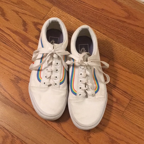 rainbow vans with laces